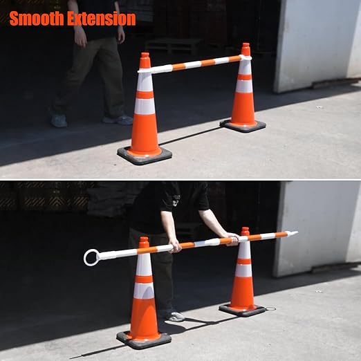 8 Pack Min 4' Feet to Max 7' Feet Retractable Traffic Cone Bars, Expandable - Image 6