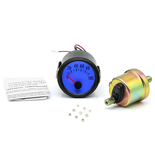 2" 52mm Oil Pressure Gauge 0-100 PSI Digital Blue LED Press Meter - Image 6