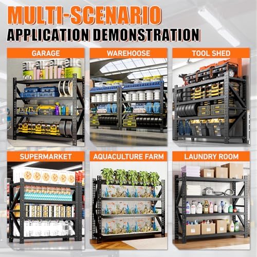 5000LBS 4 Tier Garage Storage Shelves, Heavy Duty Adjustable Storage Rack for Warehouse, Basement, Shop and Office, Commercial-Grade Steel Organizer, 67" W x 24" D x 63" H - Image 5