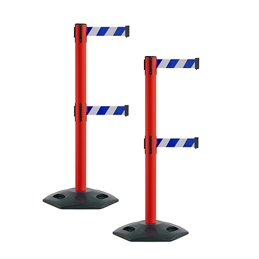 Montour Line MSR630D Set of 2 Retractable Belt Barrier Stanchion, Heavy-Duty by Montour+Line