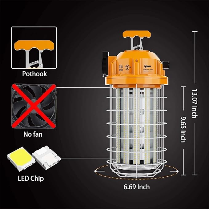 150W LED Temporary Work Light Fixture 24000 Lumen Daylight White 5000K IP64 - Image 2