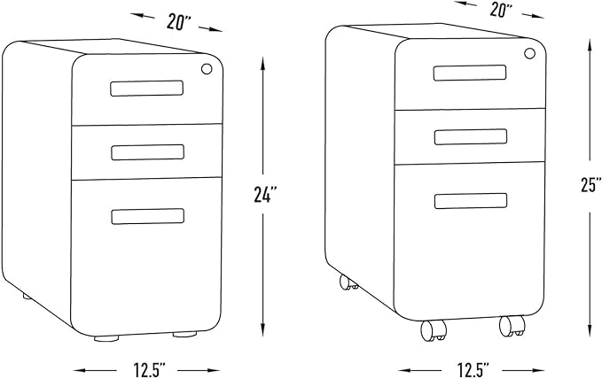 Laura Davidson Furniture Stockpile Slim 3-Drawer Mobile File Cabinet - Image 3