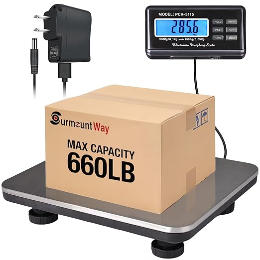 SurmountWay Shipping Scale 660lbs LCD Digital Platform Heavy Duty Portable by Surmount+Way