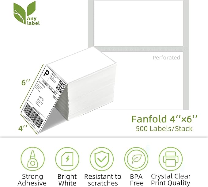 4" x 6" Fanfold Direct Thermal Labels - Image 2