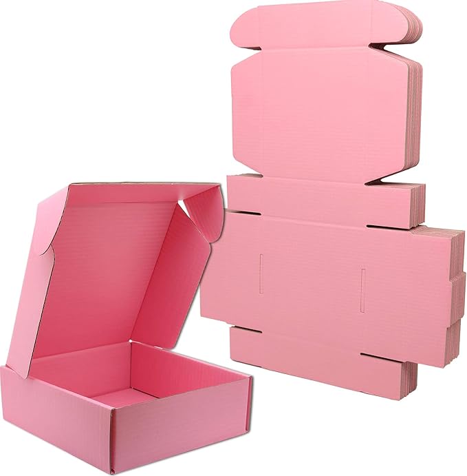 Small Pink Shipping Boxes for Small Business Pack of 25-8x8x4 inches Cardboard by Lmuze