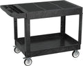 Utility Cart on Wheels, 2 Shelf Heavy Duty Large Flat Top Rolling Cart by Xalvora