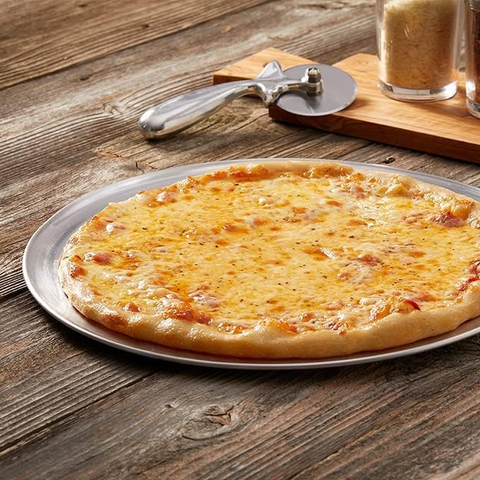 American Metalcraft TP18 18” Diameter Pizza Pan - 18-Gauge Aluminum - Commercial Wide Rim - 16 Inch Interior Diameter - Oven-Ready - Silver - Image 4