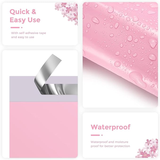 Fuxury Pink Poly Mailers 10x13 Inch 500pcs, Heavy Duty Shipping Bags Bulk - Image 7
