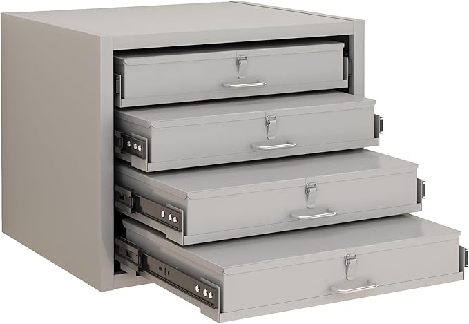 Steel Compartment Box Slide Rack, 4 Divider Scoop Boxes, Cold-Rolled Steel - Image 3