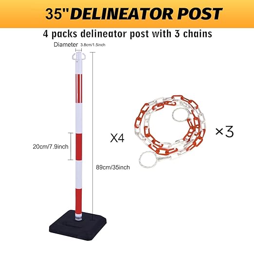 4Pack 35" Traffic Delineator Post Cone - Image 2