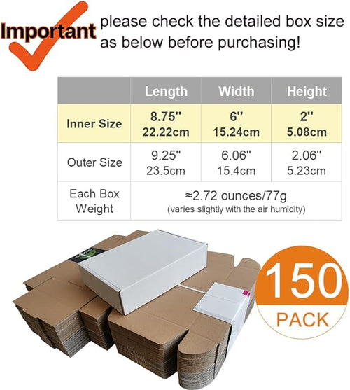 150 Pack 9x6x2'' Small Shipping Boxes, Corrugated Cardboard Mailers - Image 2