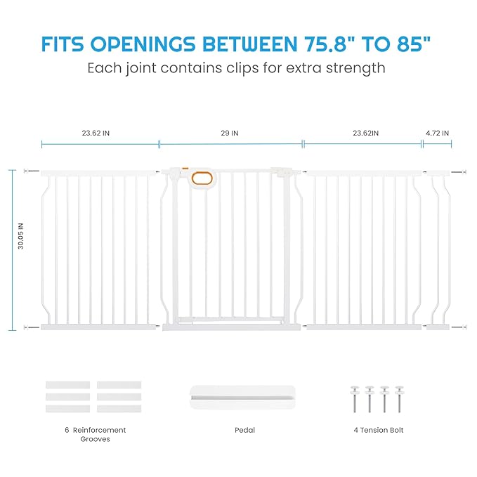 owlie Baby Gate Indoor 75-85 Inch, Extra Wide Safety Gate - Image 2