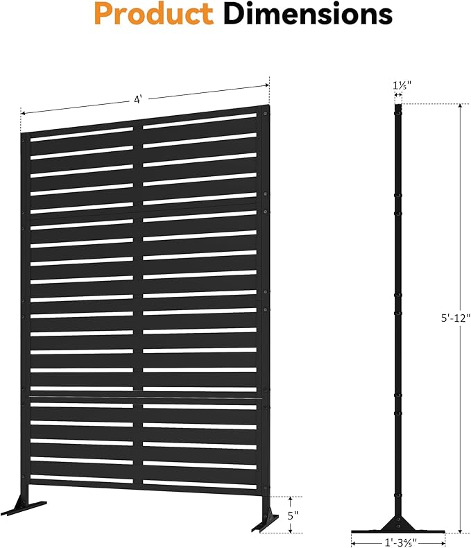 Modern Shade Metal Privacy Screen 72" H x 48" W, Freestanding Decorative - Image 3