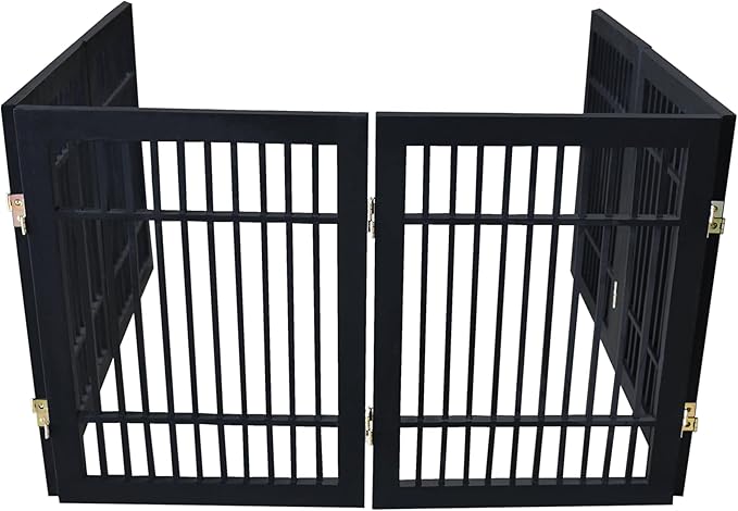 Pet Dog Gate Strong and Durable Freestanding Folding Acacia Hardwood Portable - Image 5