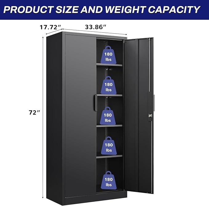 LUCYPAL 72" H Garage Storage Cabinet, Metal Storage Cabinet - Image 3