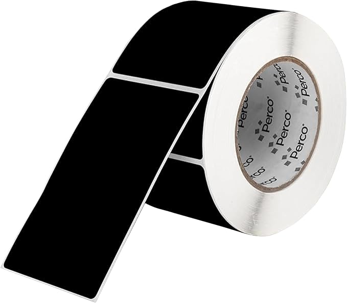 Perco Black Labels 3x5 Inch 500 Stickers/Roll by Perco