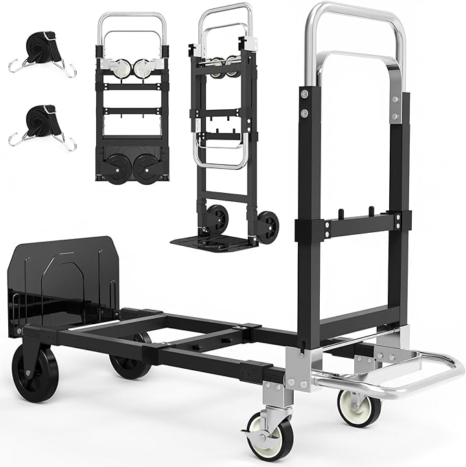 3-in-1 Heavy Duty Folding Hand Truck, 500LB Capacity Convertible Steel Dolly by Unknown
