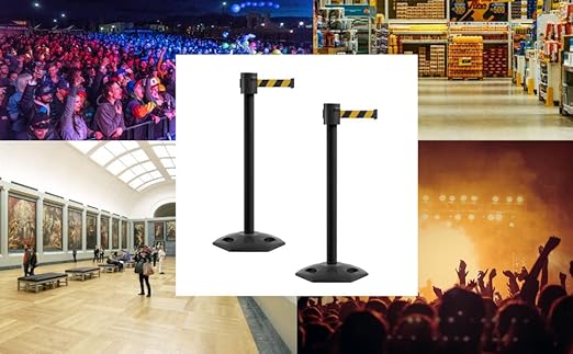 Montour Line MSR760 Set of 2 Retractable Belt Barrier Stanchion, Rubber Base - Image 4