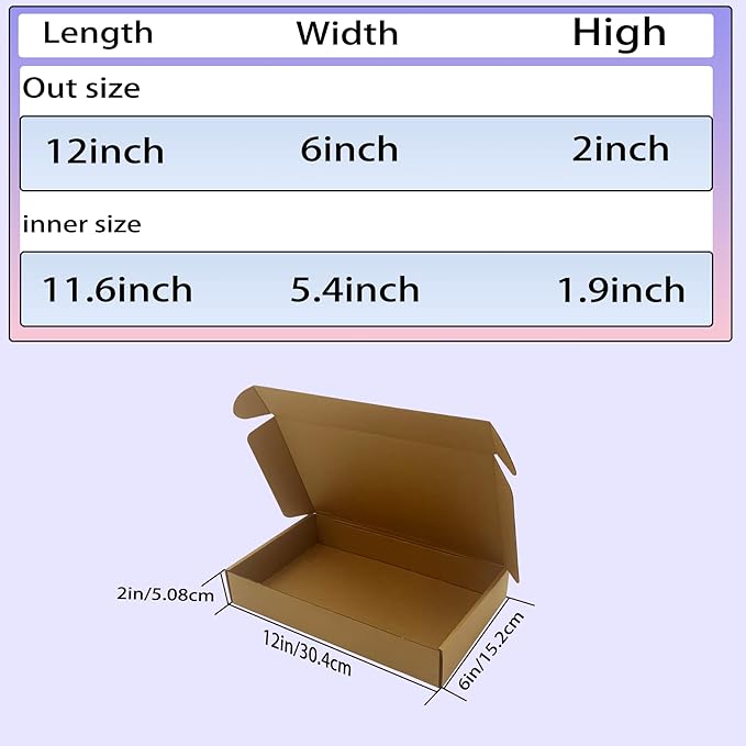 12x7x2 inches Shipping Boxes Bulk 25 Pack Brown, Corrugated Cardboard Box - Image 3