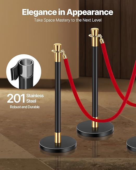 VEVOR Stanchions and Velvet Ropes, Stainless Steel Stanchion Post Queue - Image 2