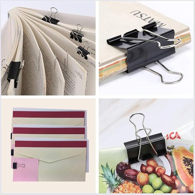 Paper Clips and Binder Clips Set, Metal Assorted Sized Binders - Image 4