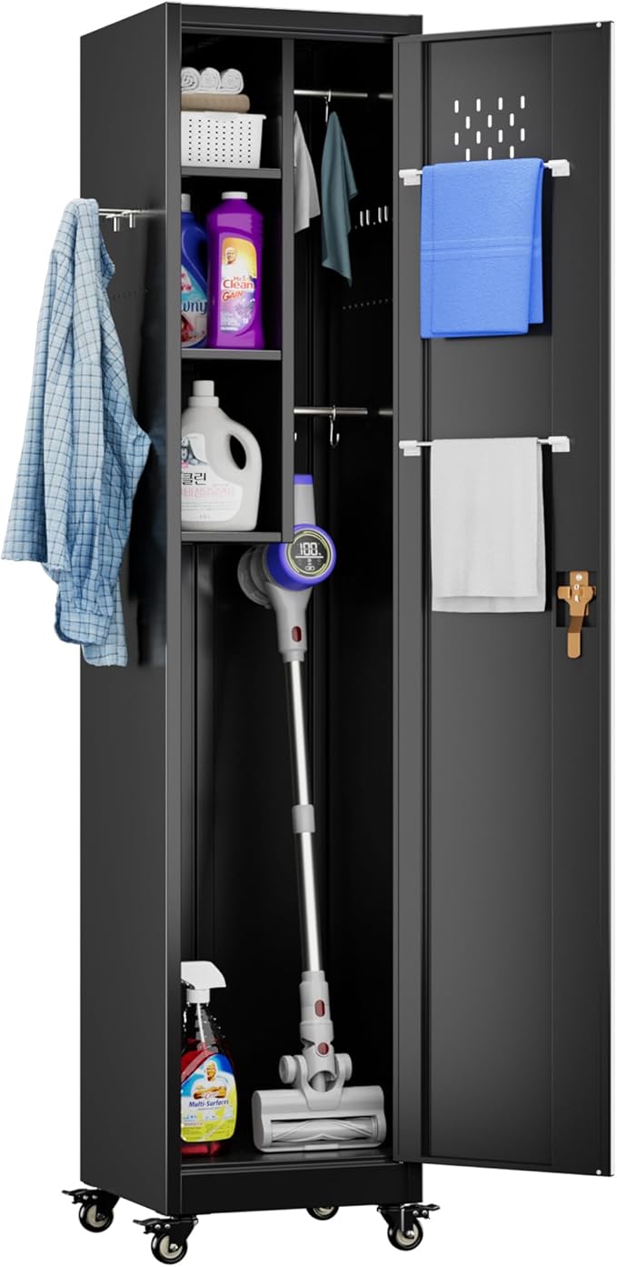 Aobabo Metal Broom Closet Storage Cabinet by Aobabo
