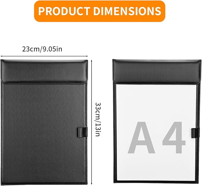 KINGFOM PU Leather Hardboard Office Clipboard, Magnetic Clip A4 Letter Size - Image 2