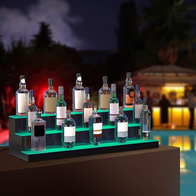 VEVOR LED Lighted Liquor Bottle Display, 3 Tiers 40 Inches, Supports USB - Image 8