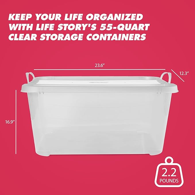 Life Story 6 Pack Light Duty Stackable Storage Bin, 55 Quart Home Organizer - Image 3