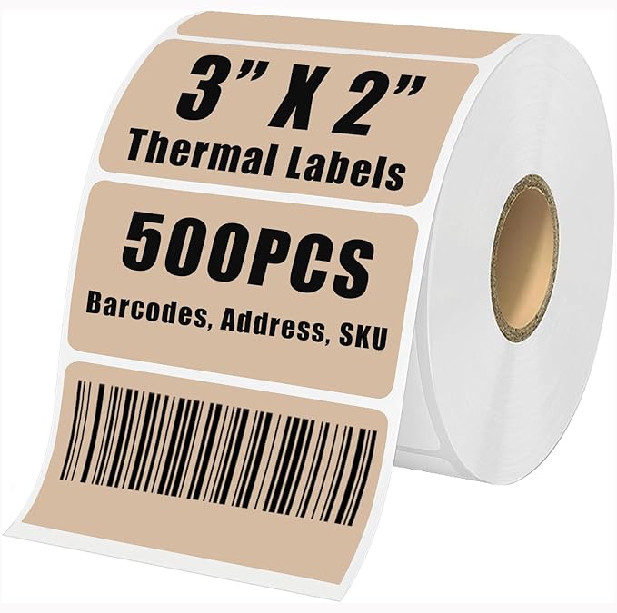 3" x 2" Thermal Labels Stickers Brown, Thermal Printer Shipping Stickers by BriCabel