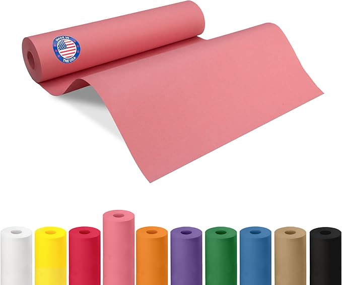 12" x 1200" Pink Kraft Paper Roll by IDLPackaging