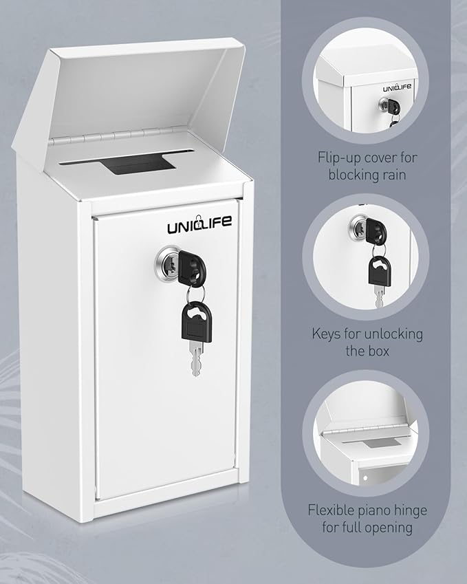 Uniclife Key Drop Box for Outside, Safe Suggestion Box, Wall Mounted Mailbox - Image 4