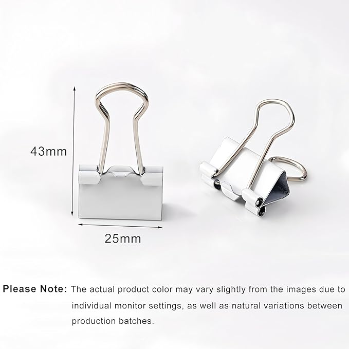 50 Pack Medium White Binder Clips 1 Inch, Colored Paper Clamps, Middle Size - Image 2
