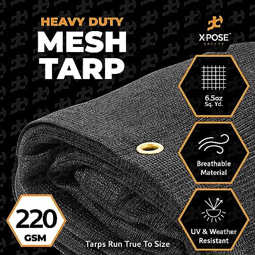 Xpose Safety Heavy Duty Mesh Tarp – 20' x 40' Multipurpose Black Protective Cover with Air Flow - Use for Tie Downs, Shade, Fences, Canopies, Dump Trucks – Weather and Tear Resistant - Image 3
