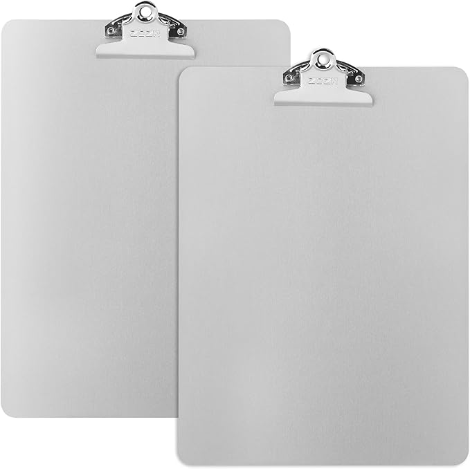 ZCZN Metal Clipboard, 2 Pack Heavy Duty Aluminum Clipboards 12 x 9 Inches by ZCZN