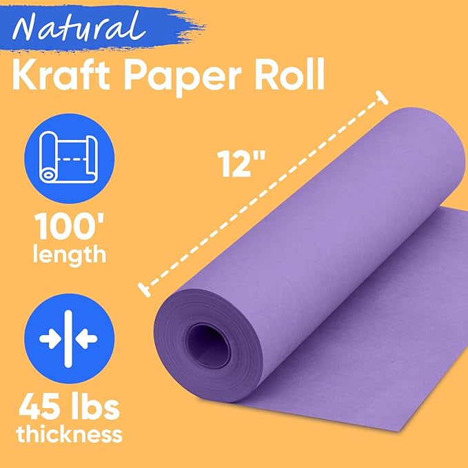 USA Made 12" x 1200" Lilac Kraft Paper Roll, 45 lbs Thickness, American Quality - Image 2