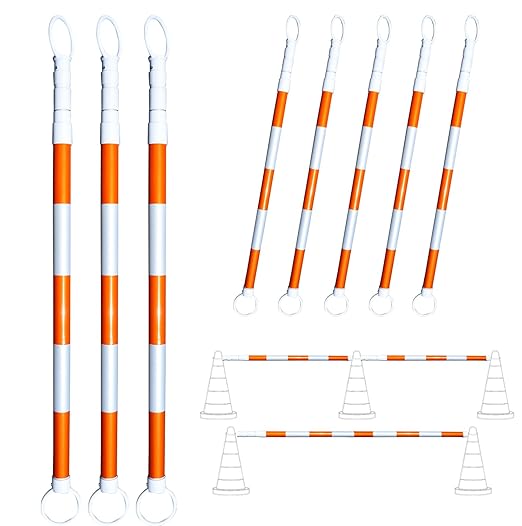 BESEA 8pack Traffic Cone Bar 4 to 9FT Retractable Bars Perfect by BeSea