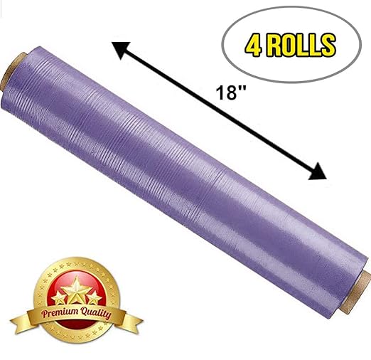 APQ 4 Rolls of Blown Hand Stretch Film 18" x 1500'. Purple Hand Stretch Wrap - Image 4
