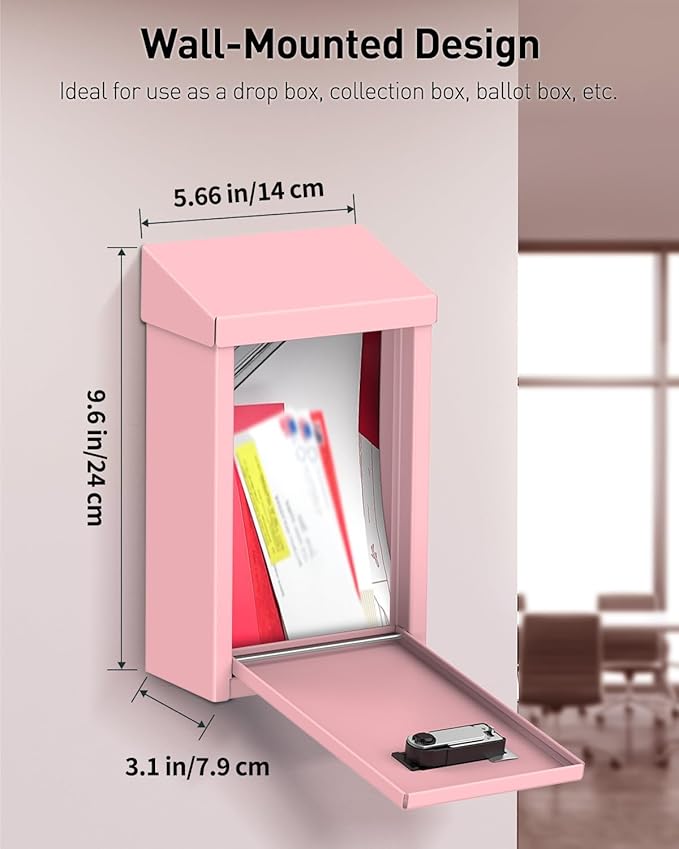 Uniclife Pink Metal Wall Mounted Mailbox - Image 5