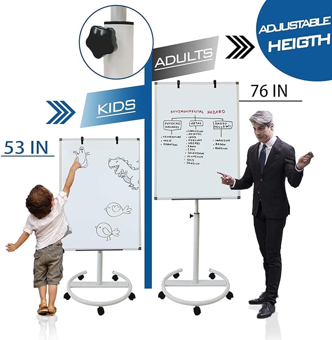 Mobile Dry Erase Board – 40x28 inches Height Adjustable Magnetic Portable - Image 2