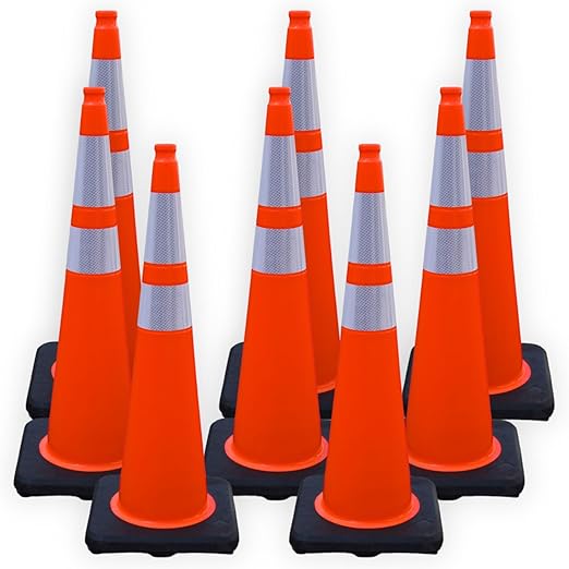 BESEA 8 Pack 36” Traffic Cones, Heavy Duty Weighted Base by BeSea