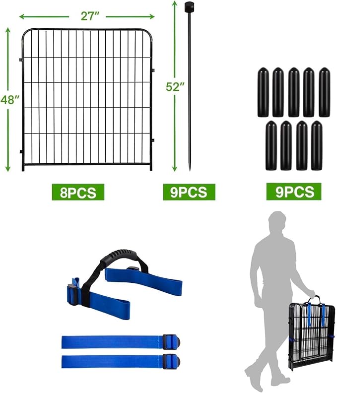 ADAVIN 48 in Garden Fence without Gate, 8 Panels Total 17.7 Ft, Dog Fence - Image 2