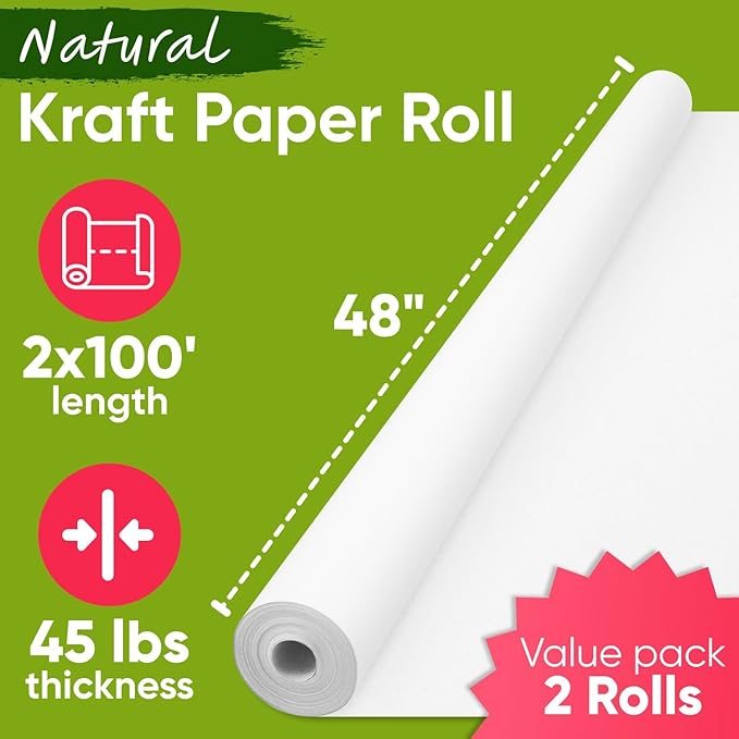 48" x 1200" White Kraft Paper Roll - Image 3