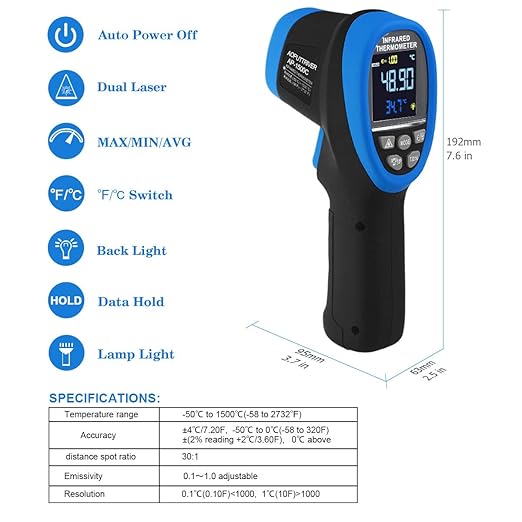 High Temperature IR Thermometer -58℉- 2732℉, Dual Laser Industrial Pyrometer - Image 2