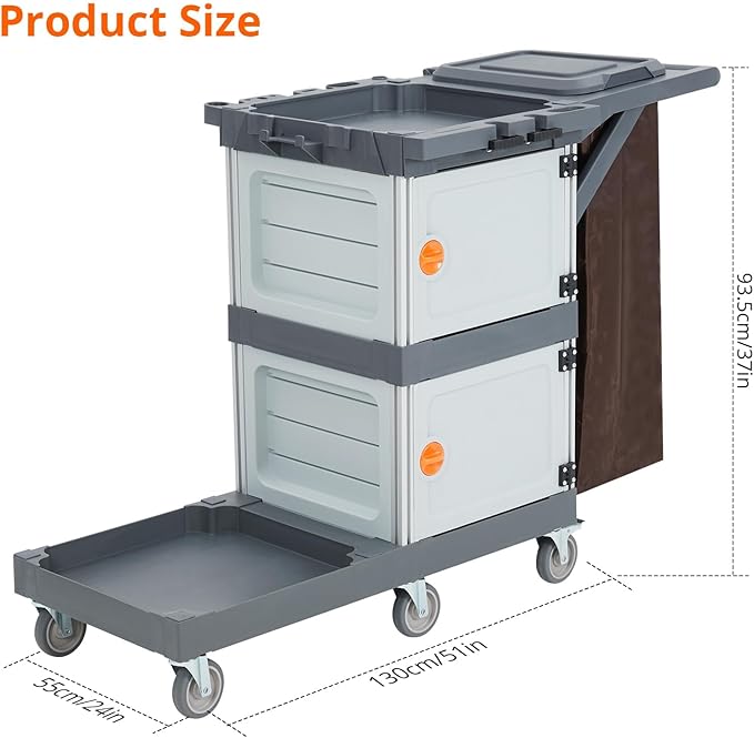 Commercial 3-Shelf Janitorial Cart - Image 2