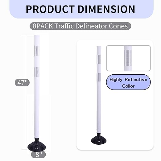 BESEA 8PCS 48" Traffic Delineator Posts - Image 2