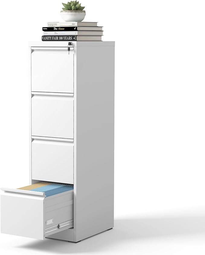 4 Drawer File Cabinet, Metal Vertical Filing Cabinets by BIZOEIRON