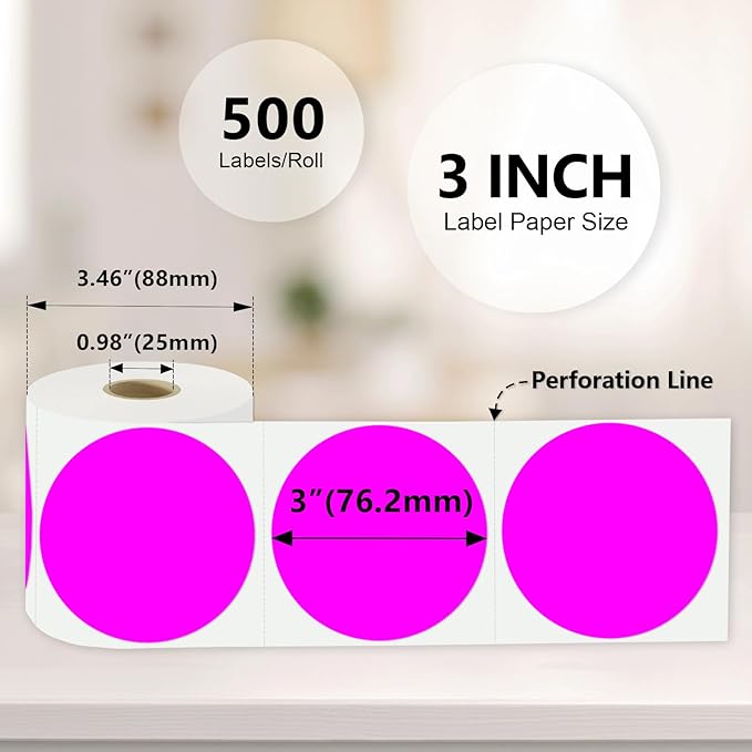 3 x 3Inch Round Color Coding Labels Circle Thermal Labels Printable Waterproof - Image 3