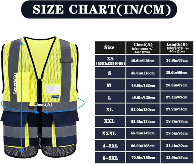 A-SAFETY Protective Reflective Safety Vest Workwear, 7 Pockets Hi Vis Durable - Image 2