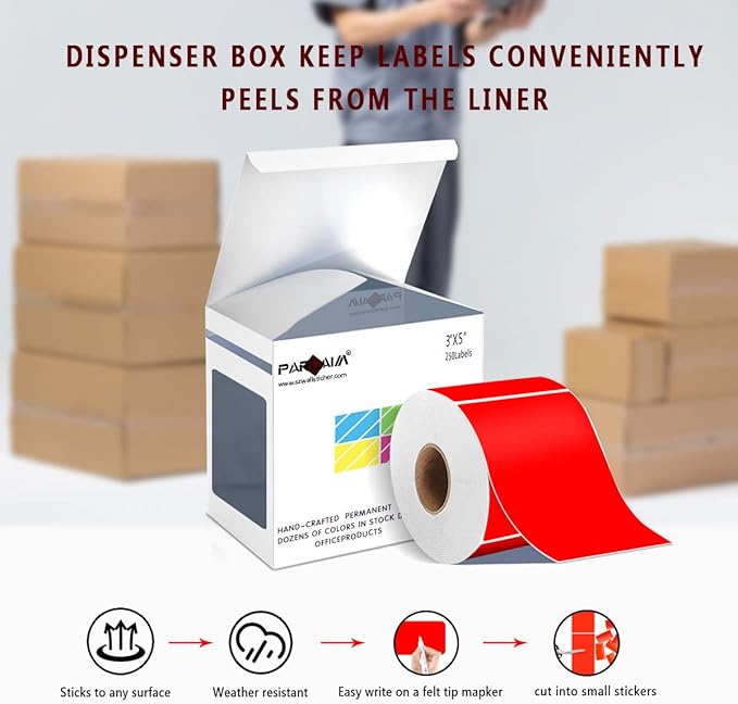 PARLAIM 3 X 5 Inch 250 Per Roll Rectangle Inventory Color Coding Labels - Image 3
